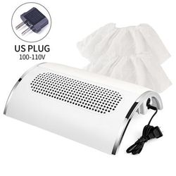 Professional 3 Fans Powerful Suction Nail Dust Collector 40W Fan, Nail Vacuum Cleaner Nail Dust Extractor For Nails Care us Plug (100 110v)