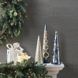 Moonlit Merriment Glass Tree Trio - Frontgate - Christmas Decor