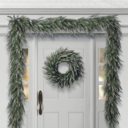 Set of 2 Juniper Brilliance Greenery Collection - 6' Garland - Frontgate - Outdoor Christmas Decorations