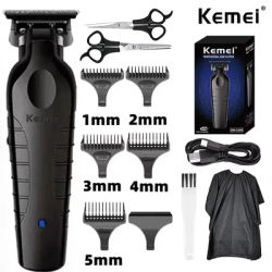 Kemei KM-2299 Barber Cordless Hair Clipper 0mm Zero Gapped Carving Clipper Professional Electric Finish Cutting Machine for Men