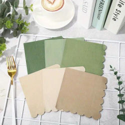 120Pcs Sage Green Nude Cocktail Napkin Scalloped Disposable Paper Napkin Drink Beverage Birthday Party Decor Supplies