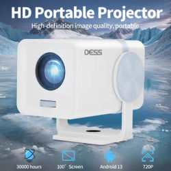 DESS Projector Android 13 Dual Band Wifi6 BT5 Portable Projector Power Bank Powered Office Home Android Cinema Smart Projector