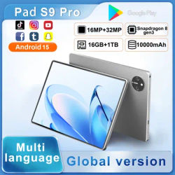 Tablet Original Pad S9 Pro 4K HD Screen 16MP+32MP Android 15 Snapdragon 8gen3 10Core Global 22GB+2TB 5G Lte GPS 10000mAh Tab