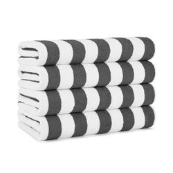 Arkwright Home California Cabana Beach Towel 30x70 Dark Grey (4/Pack) (PNP-CABANA-DG)