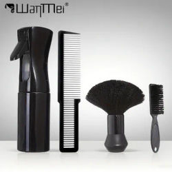 4pcs Professional Barber Brush Set Neck Duster Beard Haircut Comb Water Spray Bottle Anti-Static Beard Shaving Supplies Salon