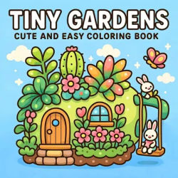 TINY GARDENS Coloring Book for Adults - Bold & Easy Cute Patterns, Relaxing Drawing Gift for Birthday & Party