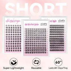 uCoolMe Lashes Short Fairy Flora Venus Wispy Wider Span Cluster Super Soft Natural 8-14mm DIY Cosmetic Tool Manga Lash Extension