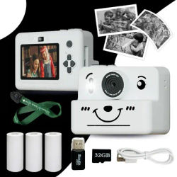 kids Instant print camera with 32GB memory card,photo&video&puzzle games & music,perfect gift for boys and girls aged 4+