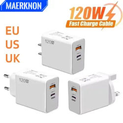120W Type C Charge rapide 3.0 chargeur de voyage téléphone Portable Portable USB chargeur rapide prise adaptateur mural pour Xiaomi Huawei Samsung