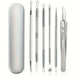 Blackhead Removal Tool Acne Extractor Acne Cleaning Kit, suitable for blemishes, white hole bursts, nose and face tools iron box