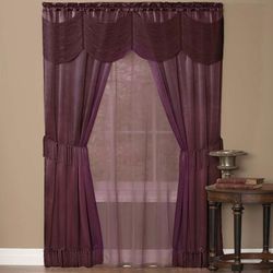 Wide Width Halley 6 Piece Window Curtain Set by Achim Home Décor in Merlot (Size 56" W 84" L)