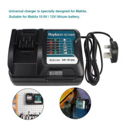 Fast Lithium Battery Charger for 10.8V 12V Makita DC10WD/BL1015 EU US AU UK Lithium LED Light charger Plug 100-240V