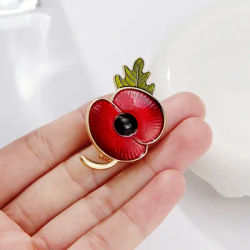 Red dripping oil poppy brooch jewelry high-grade plant flower gift corsage pin
