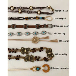 Ceinture en corde de taille ethnique tressée rétro bohème, accessoires de décoration pour femmes avec jupe, chaîne de taille haut de gamme