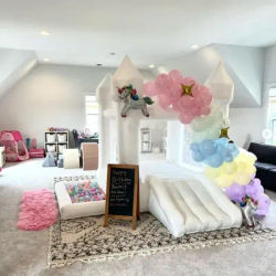 Maison gonflable blanche de rebond de mariage avec château gonflable de glissière pour les enfants Trampoline de jeu de fête de saut avec le ventilateur d'UL en plein air