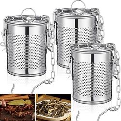 grande infusore per tè sfuso, colini in acciaio inox e filtro a maglia extra fine per spezie con gancio a catena e coperchio