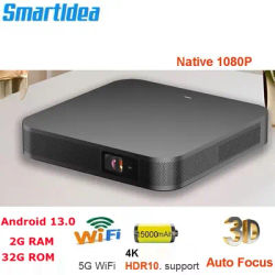 Smartldea 2025 4K 3D Video Projector Android13.0 Portable DLP 1080P home cinema Projector build in 15000mah batttery for outdoor