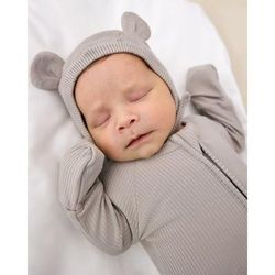 Dove Gray Bear Bonnet - Micro-Preemie / Preemie