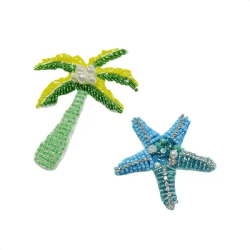 One Piece Handmade Beaded Palm Tree Starfish Patch DIY Multi-Purpose Applique for Phone Case Bags Clothing Hair Accessories