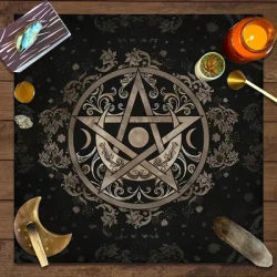 1pc Tarot Tablecloth, Altar Cloth, Moon Phase, Sun, Starry Sky, Flowers, Witchcraft, Altar Ritual Decoration Props