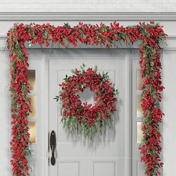 Merry Berry and Cypress Greenery Collection - Garland - Frontgate - Outdoor Christmas Decorations