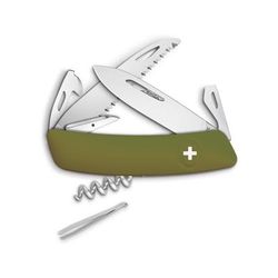 Swiza D05 Swiss Button Lock Folding Knife 3.75in Closed OD Green Synthetic Handle KNI.0050.1050
