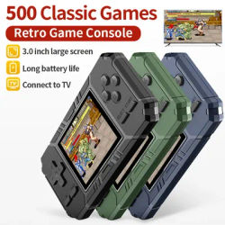 Excellent! Retro Portable Mini Handheld Game Console 8-Bit 3.0 Inch Color Screen LCD Game Player Built-in 500 Games-Black