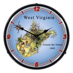 Collectable Sign and Clock State of West Virginia Backlit Wall Clock