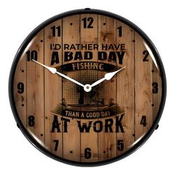 Collectable Sign and Clock Bad Day Fishing Backlit Wall Clock