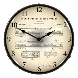 Collectable Sign and Clock 1946 Railroad Domed Observation Train Car Patent Blueprint Backlit Wall Clock