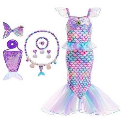 Settimana del libro 2026 La sirenetta La sirenetta La coda della sirenetta Abito da principessa acquamarina Abito da Halloween Costume da cosplay Costume da festa a tema Cosplay Film Cosplay per bambine Carnevale in maschera per bambini