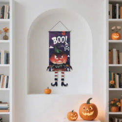 Décoration de porte d'entrée d'halloween, bannière de couverture de citrouille de crâne suspendue pour la maison, décoration de fête d'halloween heureuse 2025