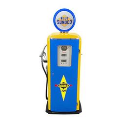 Roadside Relics Blue Sunoco Tokheim 39 Style Gas Pump Replica with Hidden Mini Fridge