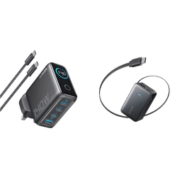 Anker Laptop Charger (140W, 4-Port, PD 3.1) with USB-C Cable + Anker Nano Power Bank (10K, 45W, Built-In Retractable USB-C Cable)