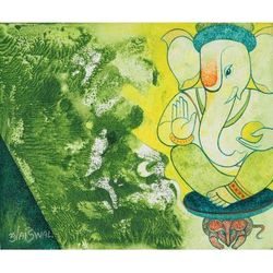 Blessing of Ganesha,'Ganesha-Themed Acrylic Painting on Canvas'