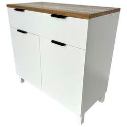 Mobile da ingresso in legno, 2 cassetti, 2 porte bianco 82x39,5x80