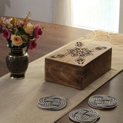 'Floral Lotus-Themed Hand-Carved Large-Sized Mango Wood Box'