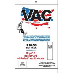 Perfect P103, P104, P107, and P108 Upright Replacement HEPA Filter Bags, 9 Pack