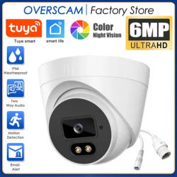 6MP Tuya Smartlife Home Surveillance Camera IP POE Two-Way Audio Dome Color Night Vision Ai Detect CCTV Video Security For NVR