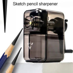 Manual Hand Crank Pencil Sharpener Transparent/Black for Children Artists Art Special Student Creative Office School Stationery