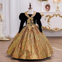Rococò Steampunk Elegante Maxi Costume da festa Accessori Manica a Campana Principessa Fiocco Retrò Abito da ballo Punteggiato Costume Ragazze Reale Natale Halloween Carnevale Mascherata Ricevimento