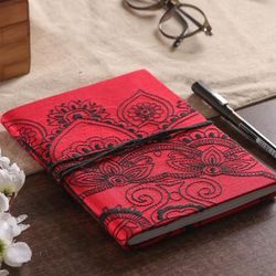 Crimson Prime,'Traditional Floral Crimson and Black Handmade Paper Journal'