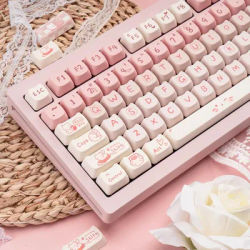 Pink Kitten, Girl MAO Keycap PBT 134 Keys, Customized for 60/84/98/108 Mechanical Keyboard