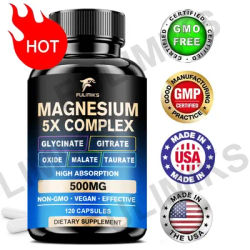 Magnesium Pills Supplement - 5 in 1 Complex, Glycinate, Citrate, Malate, Taurate, Oxide - Stress, Muscle & Heart Support