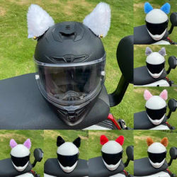 Autocollants oreilles de chat en peluche pour casque de moto, 2 pièces, décoration pour casque de Motocross, Cosplay, peluche, visage complet, décor de casque tout-terrain
