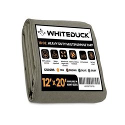 White Duck 18 oz. 100percent Cotton Canvas Tarp Olive 12x20ft FBA-40-LP72-18L2