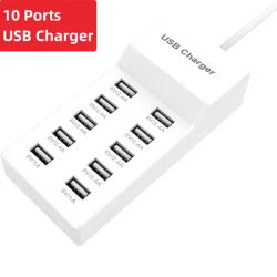 High Speed 10-Port 5V USB Hub AC Charger Strip Adapter Portable EU US UK Plug Wall Charger For Home Office Travel Multi Device