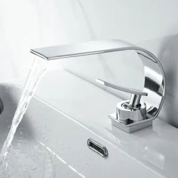 Waterfall c crescent moon curved hot and cold faucet washbasin creative bathroom toilet wash basin under basin for home dragon