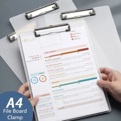 A5 Transparent Clipboard File Folder Test Paper Storage Clip Waterproof Writing Pad Document Organizer Office School Stationery