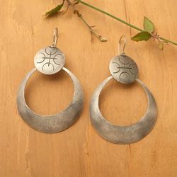 'Balinese-Inspired Oxidized and Brushed-Satin Dangle Earrings'